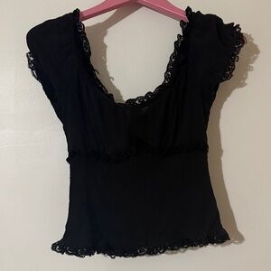 Nanette Lepore Black Lace Accent Blouse